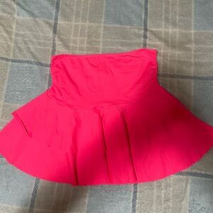 Pleated Hot Pink Mini Skirt with Flared Hem